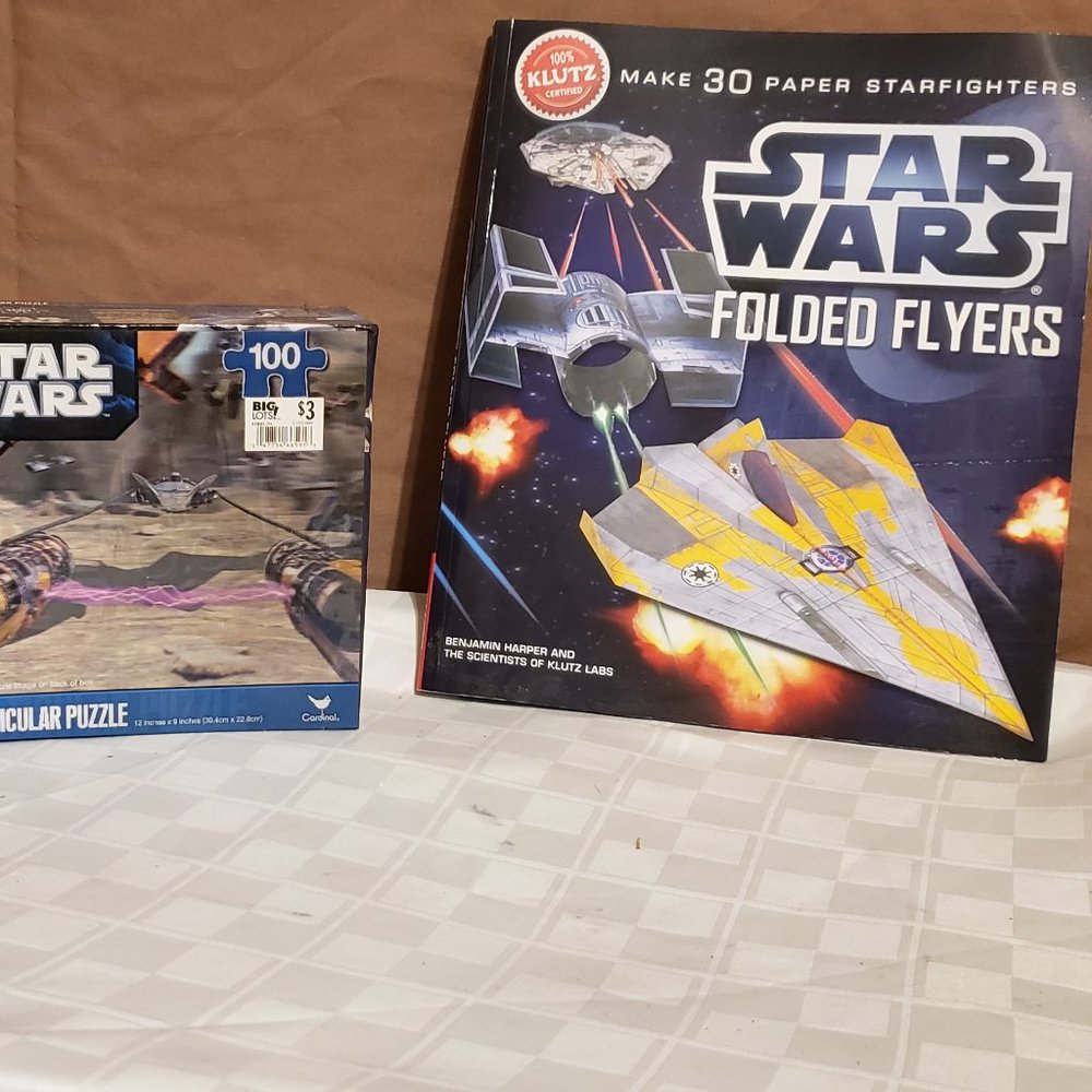 Star Wars, puzzle & book, book showing how to make Star Wars items, ships